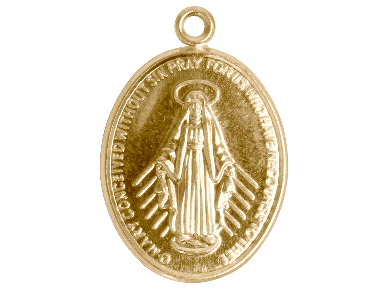 9ct Yellow Gold Pendant Miraculous Medal Pendant, 0.80mm Double Sided, Pierced Our Lady Of Graces Medal 23.5mm, 100% Recycled Gold Questions & Answers